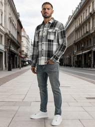 Men's Shirt - Black-White OZONEE NB/MC728N/3