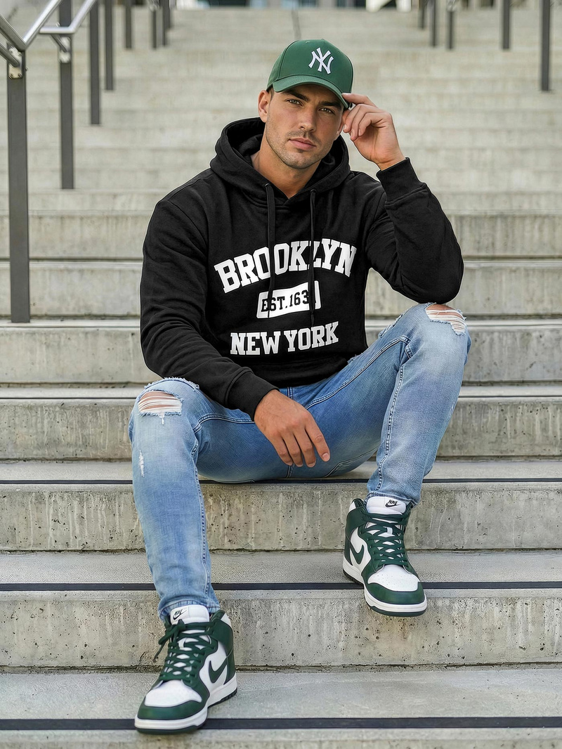 Men's Hoodie - Black OZONEE JS/8B1767/3Z