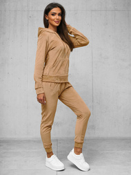 Women's Velour Tracksuit Set - Beige OZONEE O/8C1175/91Z
