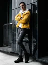 Men's Denim Jacket Yellow OZONEE JB/JP1179/4Z