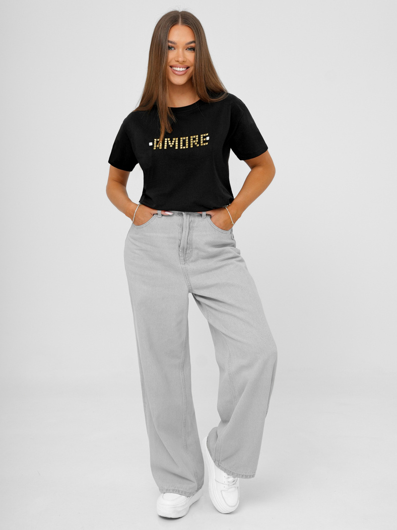 Women's T-shirt - Black/Gold OZONEE JS/YJ77716