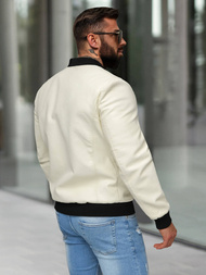 Men's Leather Jacket - Ecru OZONEE JS/11Z8107