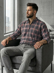 Men's Shirt - Burgundy OZONEE V/V178Z