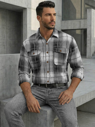 Men's Shirt - Black-White OZONEE NB/MC728N/4Z