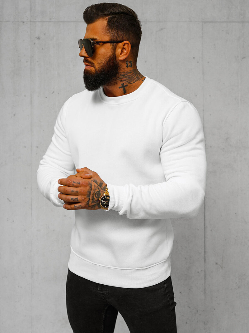 Men's Sweatshirt - White OZONEE JS/2001-10Z