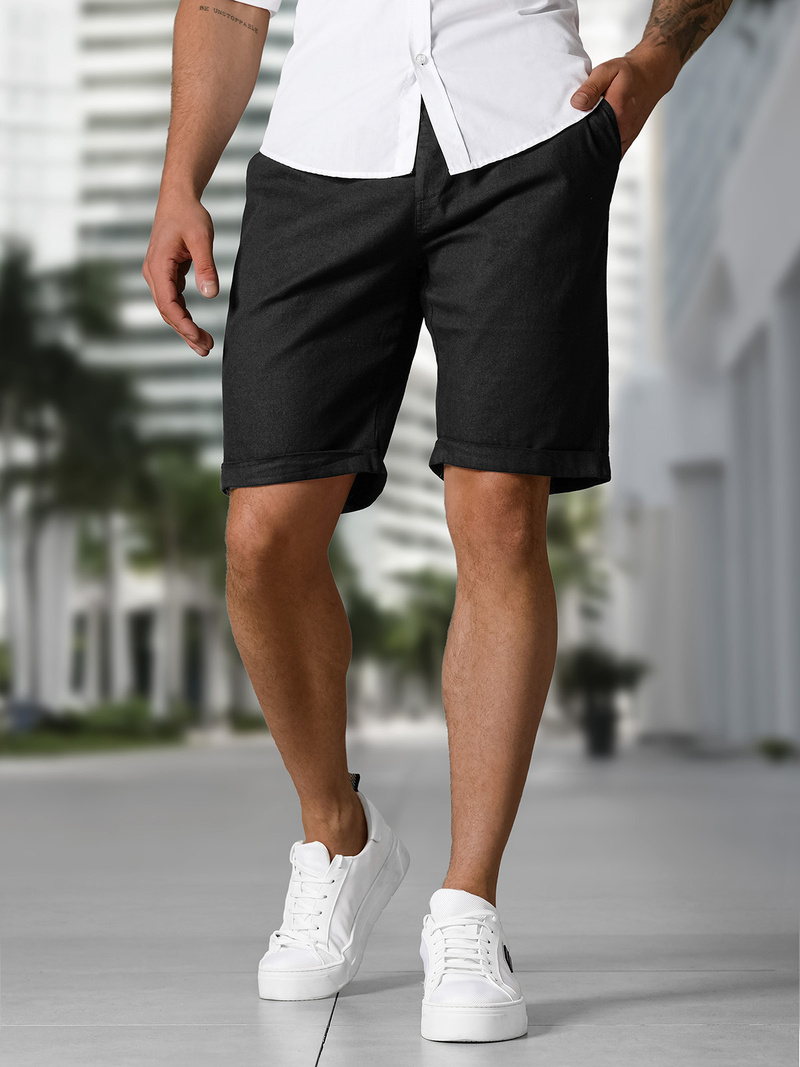 Men's Chino Shorts - Black OZONEE TMK/DC809/1Z