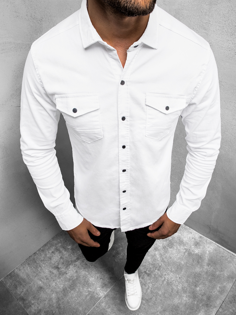 Men's Denim Shirt - White OZONEE O/3360Z