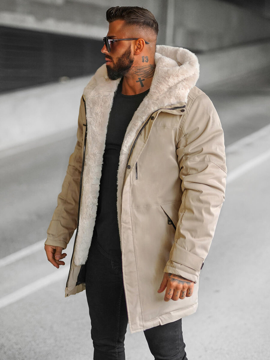 Men s Winter Jacket Beige OZONEE JS 22M316 62Z