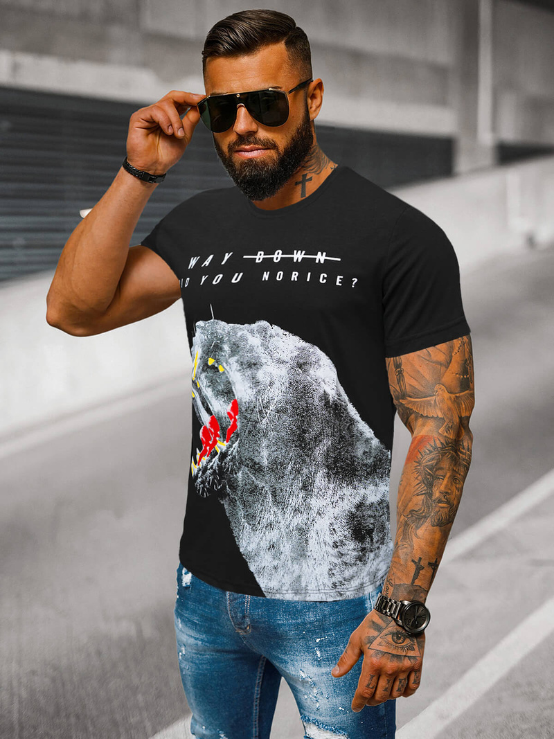 Men's T-shirt - Black OZONEE O/T127/3Z