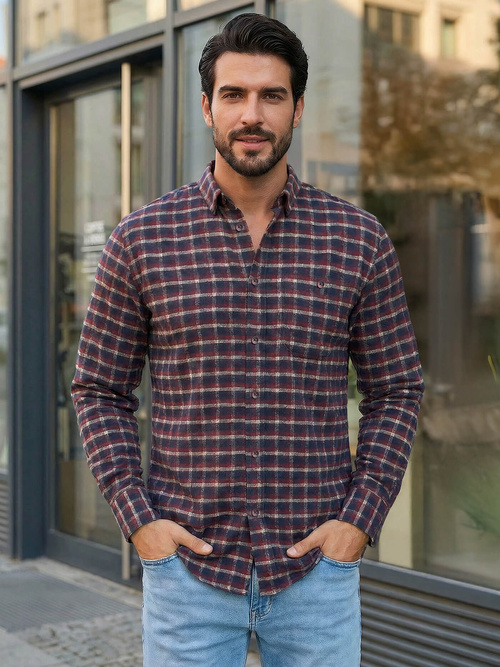 Men's Shirt - Burgundy OZONEE V/V176Z