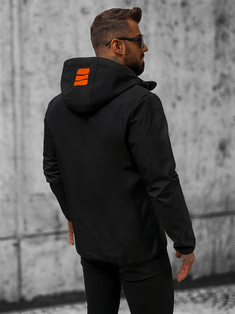Men's Softshell Jacket - Black and Orange OZONEE JS/HH026/1Z