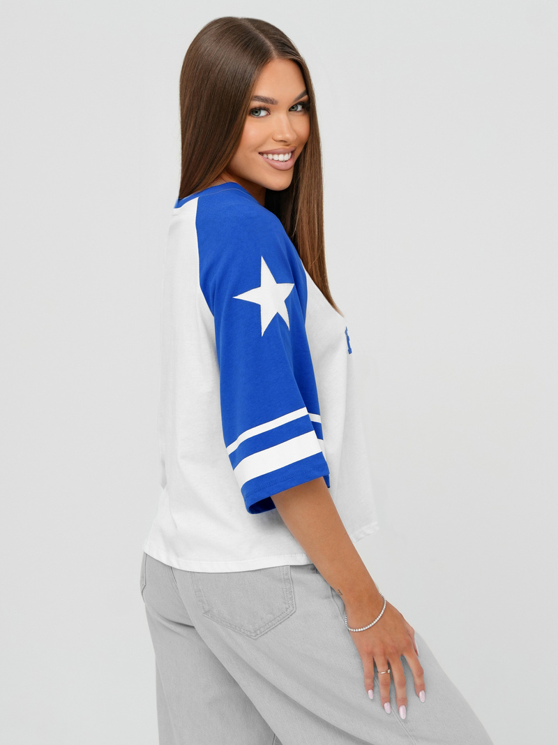 Women's T-shirt - White/Blue OZONEE JS/R62493