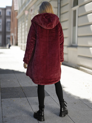 Women's long winter jacket - burgundy OZONEE JS/5M3352/1