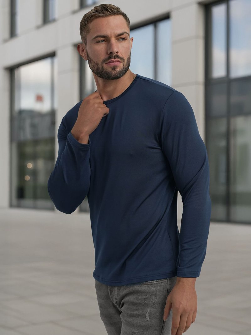 Men's Long Sleeve T-Shirt - Navy Blue OZONEE JS/DB71/5