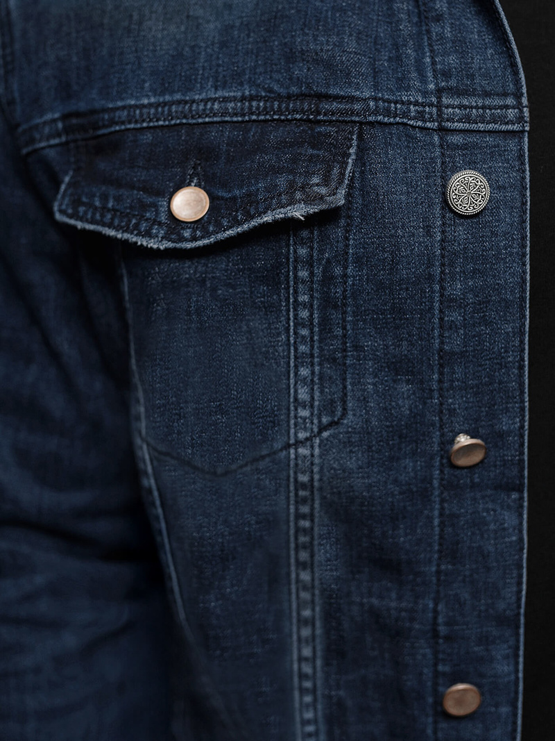 Men's Denim Jacket Sherpa Navy Blue OZONEE NB/MJ517BSZ