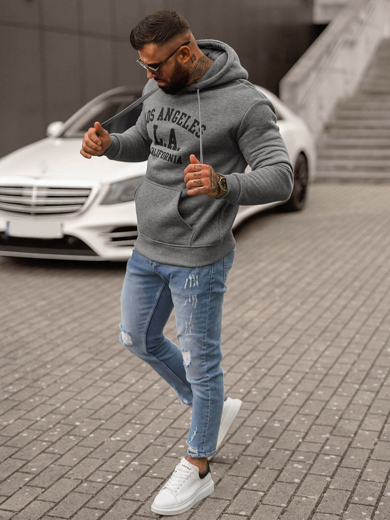 Men's Hoodie - Dark Grey OZONEE JS/8B1356/5