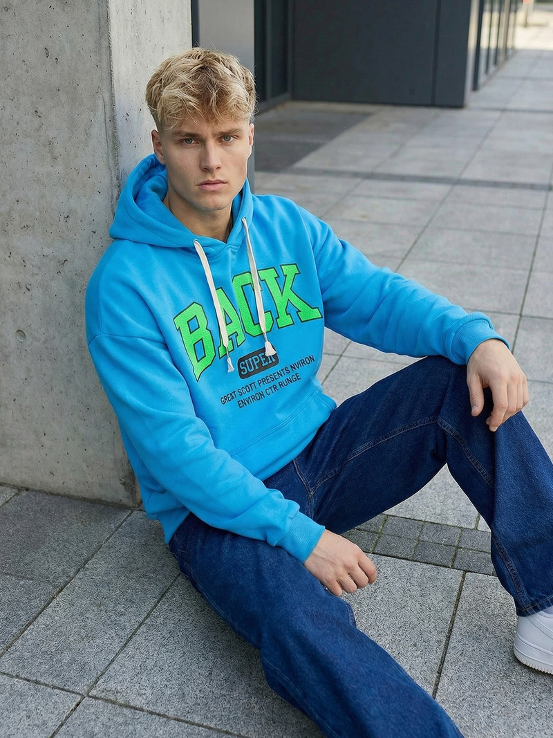 Men's Hoodie - Blue OZONEE O/TT30513Z