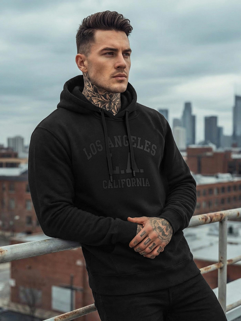 Men's Hoodie - Black OZONEE JS/8B1972/3