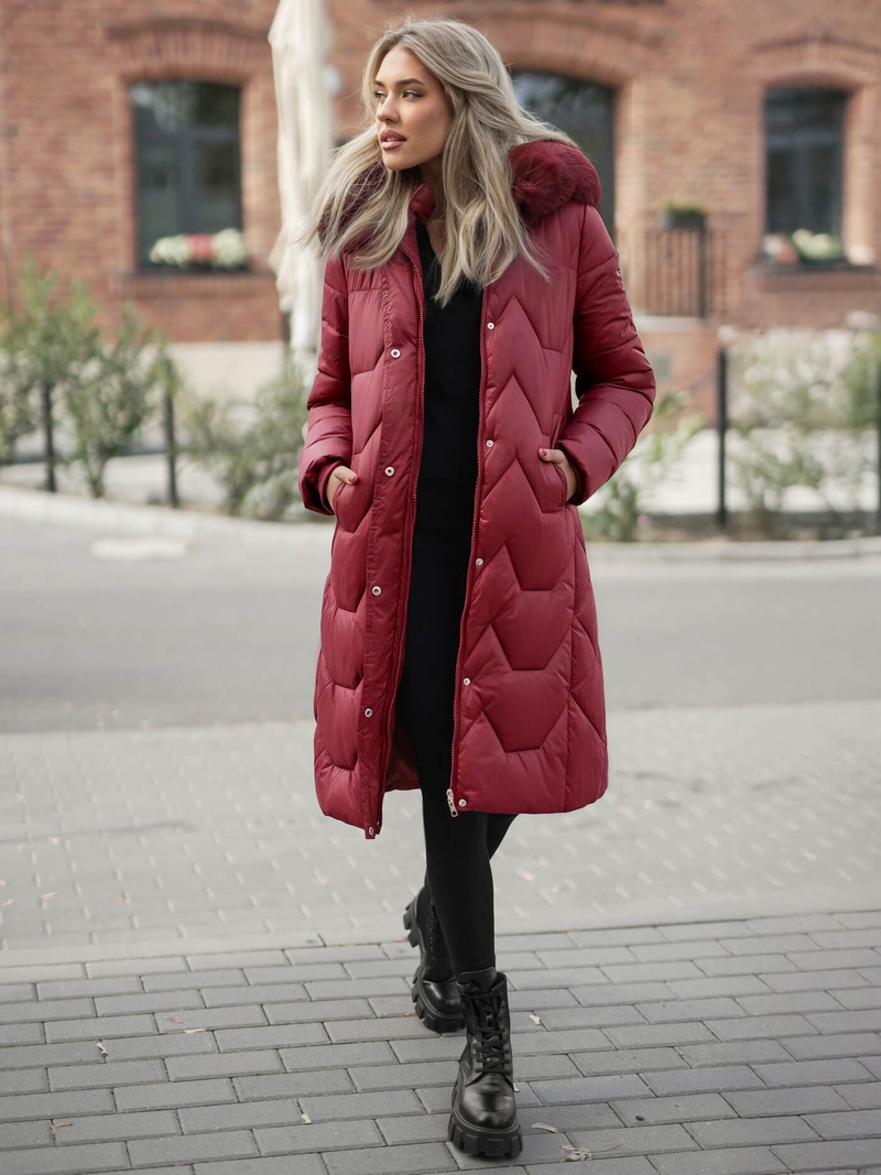 Women's Winter Jacket - Burgundy OZONEE JS/5M3229/1Z