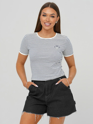Women's t-shirt - white/navy blue OZONEE JS/R61604