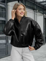 Women's Leather Jacket - Black OZONEE JS/11Z8281Z