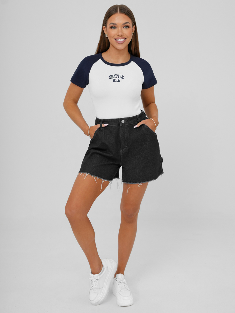 Women's t-shirt - white/navy blue OZONEE JS/R61627