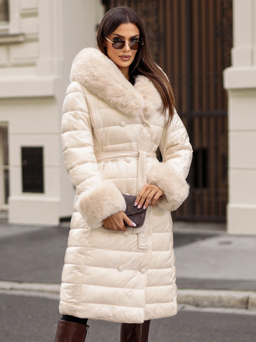 Women's Coat - Beige OZONEE JS/5M3160/254/BZ