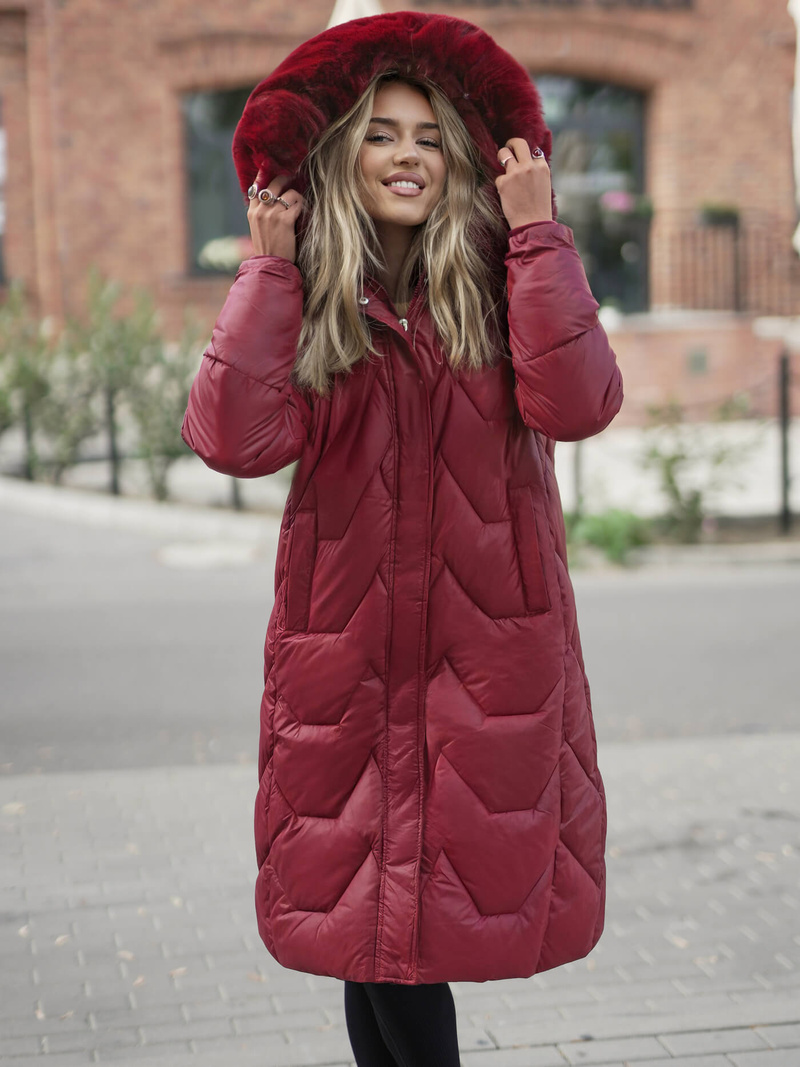 Women's Winter Jacket - Burgundy OZONEE JS/5M3229/1Z