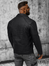 Men's Leather Jacket - Black OZONEE JS/11Z8013Z
