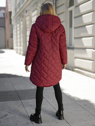 Women's long winter jacket - burgundy OZONEE JS/5M3352/1