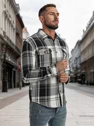 Men's Shirt - Black-White OZONEE NB/MC728N/3