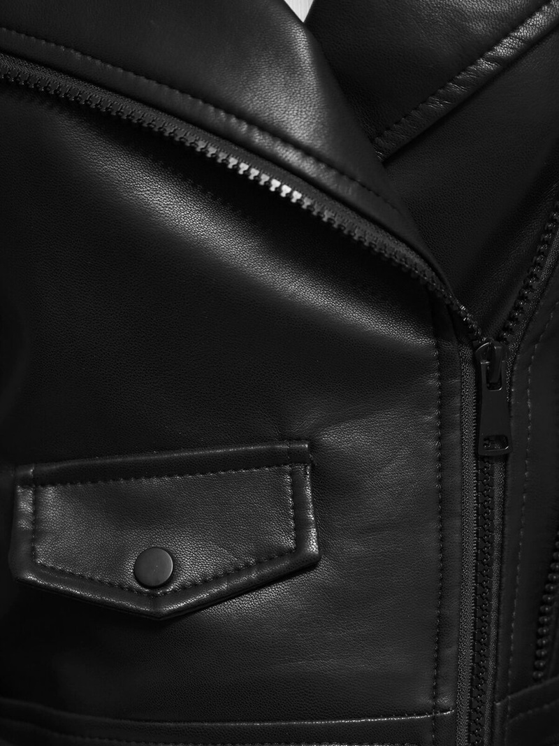 Women's Leather Jacket - Black OZONEE JS/11Z8128