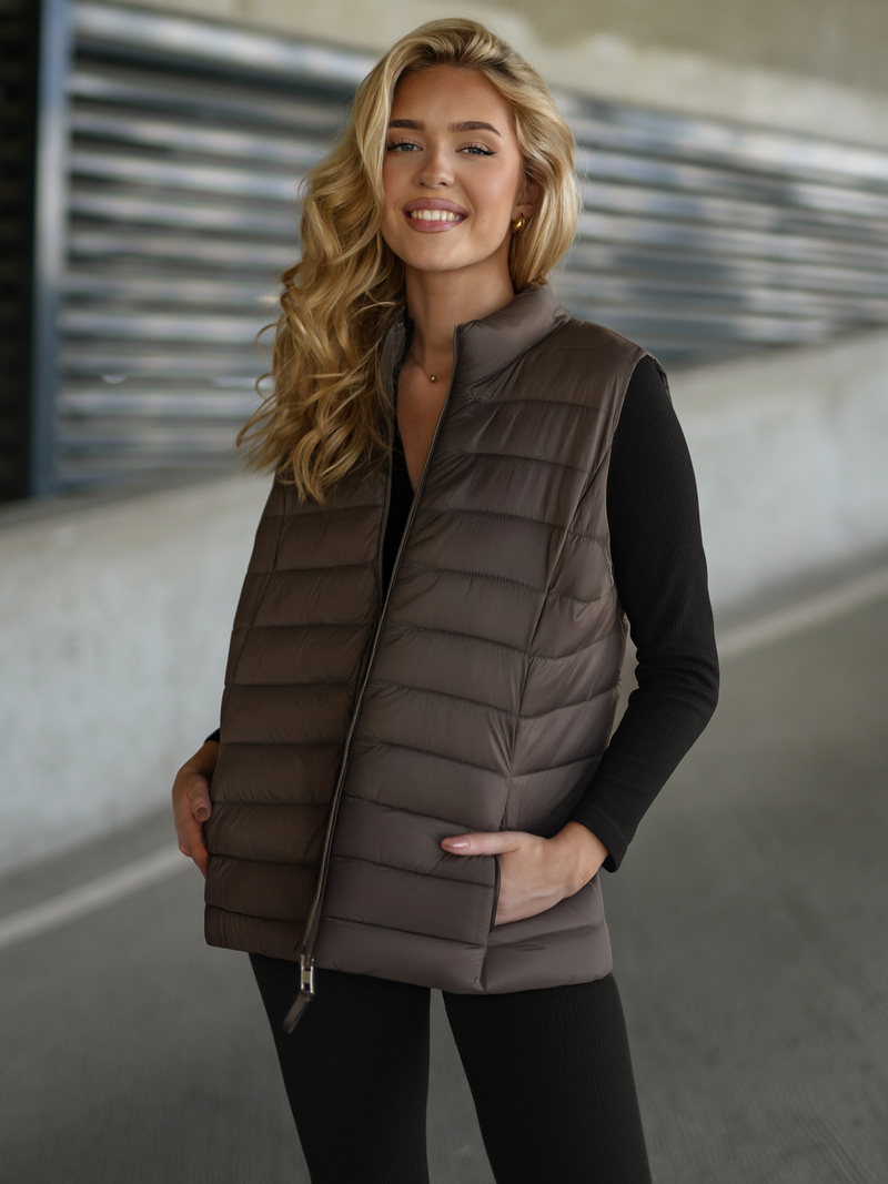 Women's gilet - brown-gray OZONEE JS/11Z8223