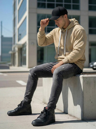 Men's Hoodie - Beige OZONEE O/3C577