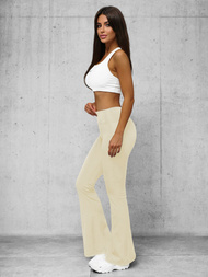 Women's leggings with wide legs - ecru OZONEE O/KTK006-J