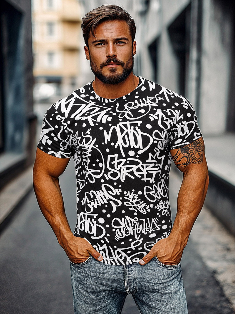 Men's T-shirt - Black OZONEE JS/8T1216/3Z