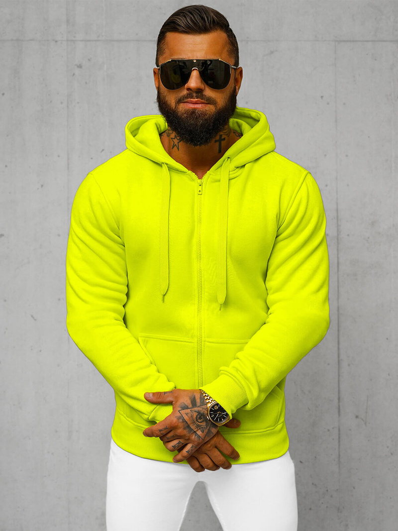 Men's Hoodie - Yellow neon OZONEE JS/2008Z