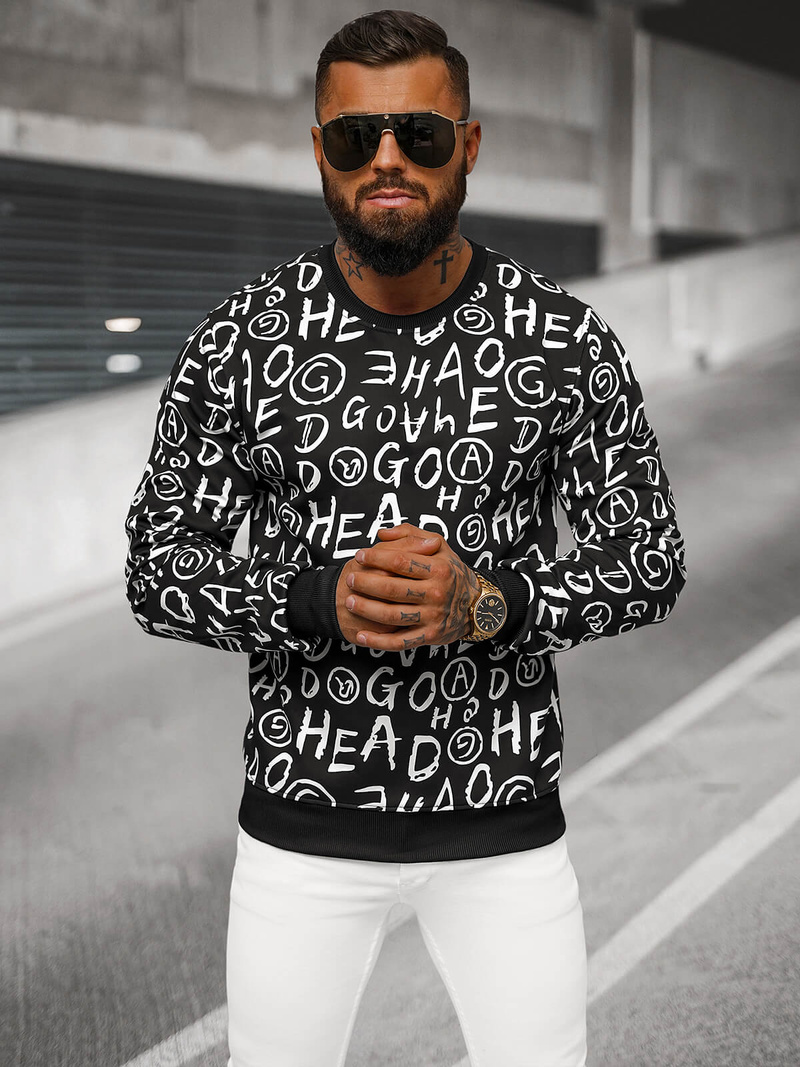 Men's Sweatshirt - Black OZONEE JS/8B1221/3