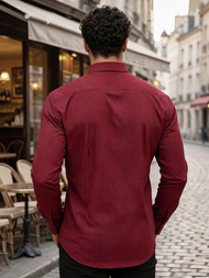 Men's Shirt - Burgundy OZONEE V/V182Z