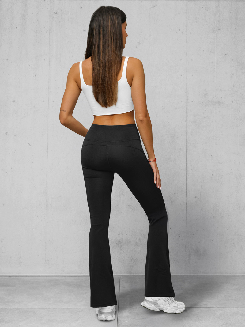 Women's leggings with wide legs - black OZONEE JS/17K570/3