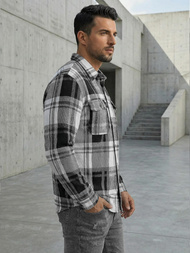 Men's Shirt - Black-White OZONEE NB/MC728N/3Z