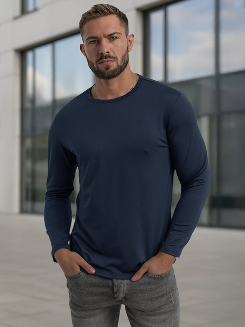 Men's Long Sleeve T-Shirt - Navy Blue OZONEE JS/DB71/5