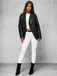 Women's Leather Jacket Black OZONEE JS/11Z8121Z