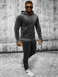 Men's Velour Tracksuit - Anthracite OZONEE JS/8C1171/6