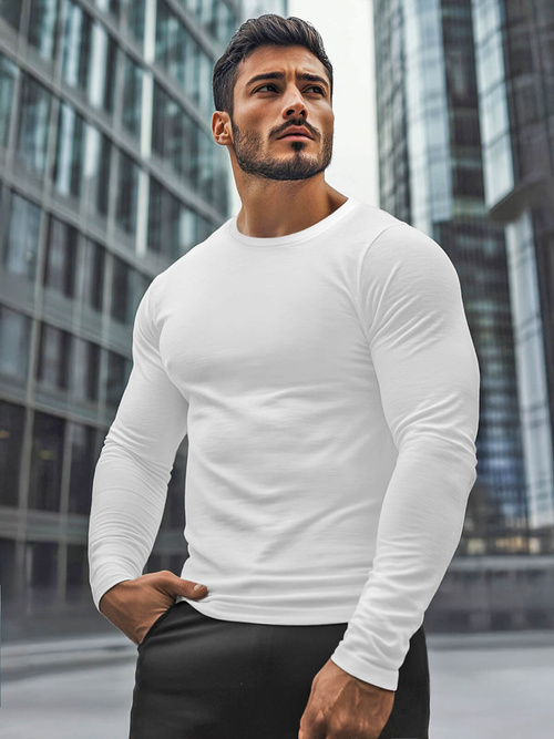 Men's Long Sleeve T-shirt - White OZONEE JS/2088