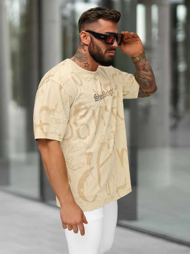 Men's T-shirt - Beige OZONEE O/YN2/621