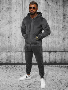 Men's Velour Tracksuit - Anthracite OZONEE JS/8C1169/6