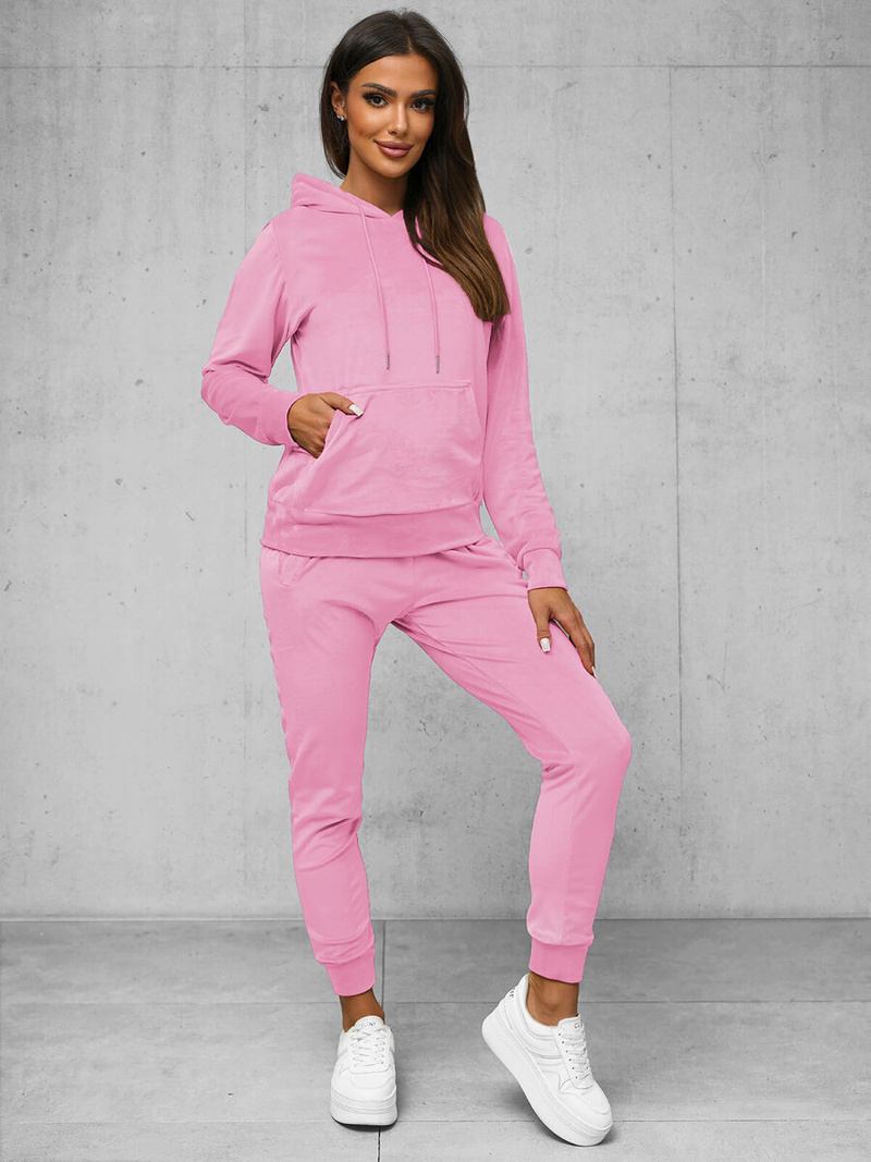 Women's Velour Tracksuit Set - Powder Pink OZONEE O/8C1175/38Z