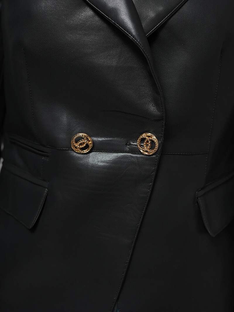 Women's Leather Jacket Black OZONEE JS/11Z8121