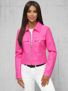 Women's Leather Jacket Pink OZONEE O/G117Z